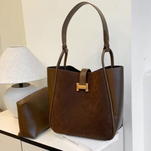 Unique Large Leather Tote Bag with  a Small Zippered Bag