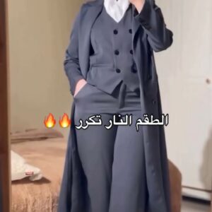 Versatile and Elegant Three-Piece Ensemble Suit with a Long Coat, Waist-Coat, and Matching Trousers