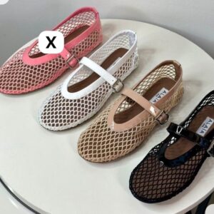 Original Alaïa Patent Leather-Trimmed Mesh Ballet Flats