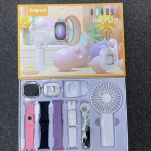 D96 Plus Smart Watch Set with Mini Fan, Earphones, Watch, and Straps