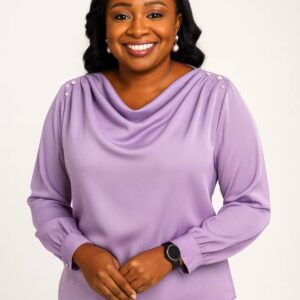 Elegant Cowl Neckline Silk Long Sleeved Top