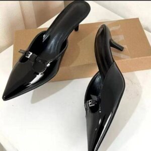 ZARA Patent Pointed Toe Slip-On Heeled Mules