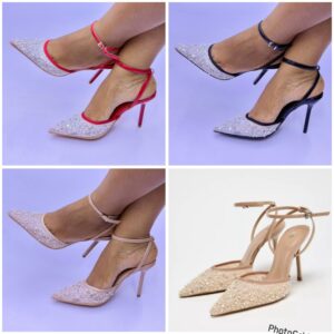 ZARA Starlight" Embellished Ankle-Strap Heel