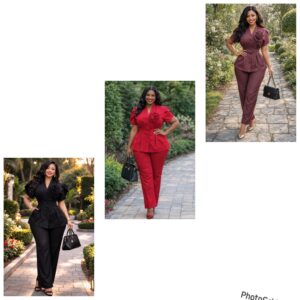 The "Elegant Bloom" Peplum Pant Suit