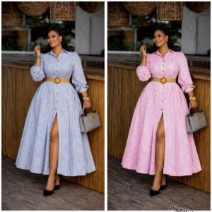 Julieta Cotton Striped Maxi Shirt Dress