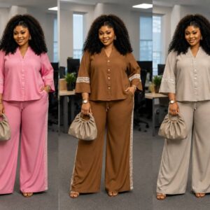 Lace Trim Wide-Leg Co-ord Set