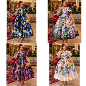 Elegant Ruffle Sleeve Floral Midi Dress