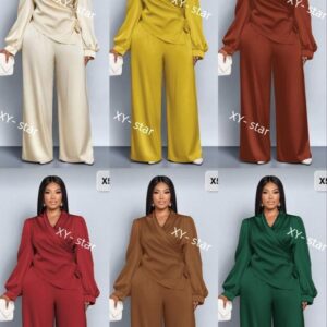 Eleanor Elegance Satin Wrap Two-Piece Co-Ord Set