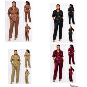 Satin Luxe Two-Piece Blazer and Pant Set