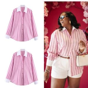 Zara Oversize Striped Shirt with Contrast Cuffs